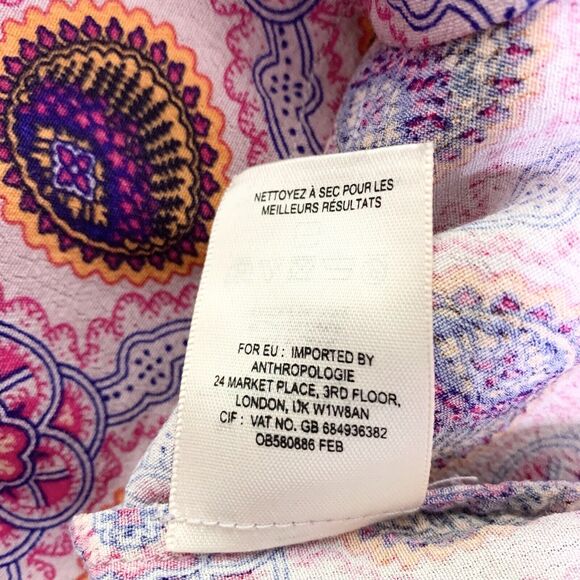 Anthropologie Maeve Milla Printed Floral Boho Short Sleeve Blouse Size M - Picture 9 of 11